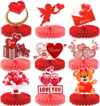 KatchOn, Valentines Day Centerpiece for Table - Pack of 9 | Valentines Day Decorations, Valentines Table Decorations | Valentine Table Decor | Red 3D Heart Honeycomb Centerpieces for Valentines Decor