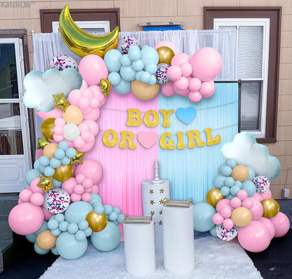 KatchOn, Gender Reveal Balloon Arch Kit - Pack of 70 | Pink and Blue Balloons,Boy or Girl Sign, Baby Balloons | Boy or Girl Gender Reveal Decorations | Baby Shower Decorations | Pink and Blue Decor