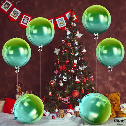 KatchOn, Big Gradient Green Foil Balloons - 22 Inch, Pack of 6 | 4D Green Mylar Balloons | Gradient Blue and Green Balloons | Christmas Balloons, Green Christmas Decorations | Green Party Decorations