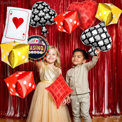 KatchOn, Dice and Cards Casino Balloons - 24 Inch, Pack of 12 | Casino Theme Balloons | Casino Party Decorations | Dice Balloon, Vegas Theme Party Decoration | Poker Balloon | Poker Themed Decorations