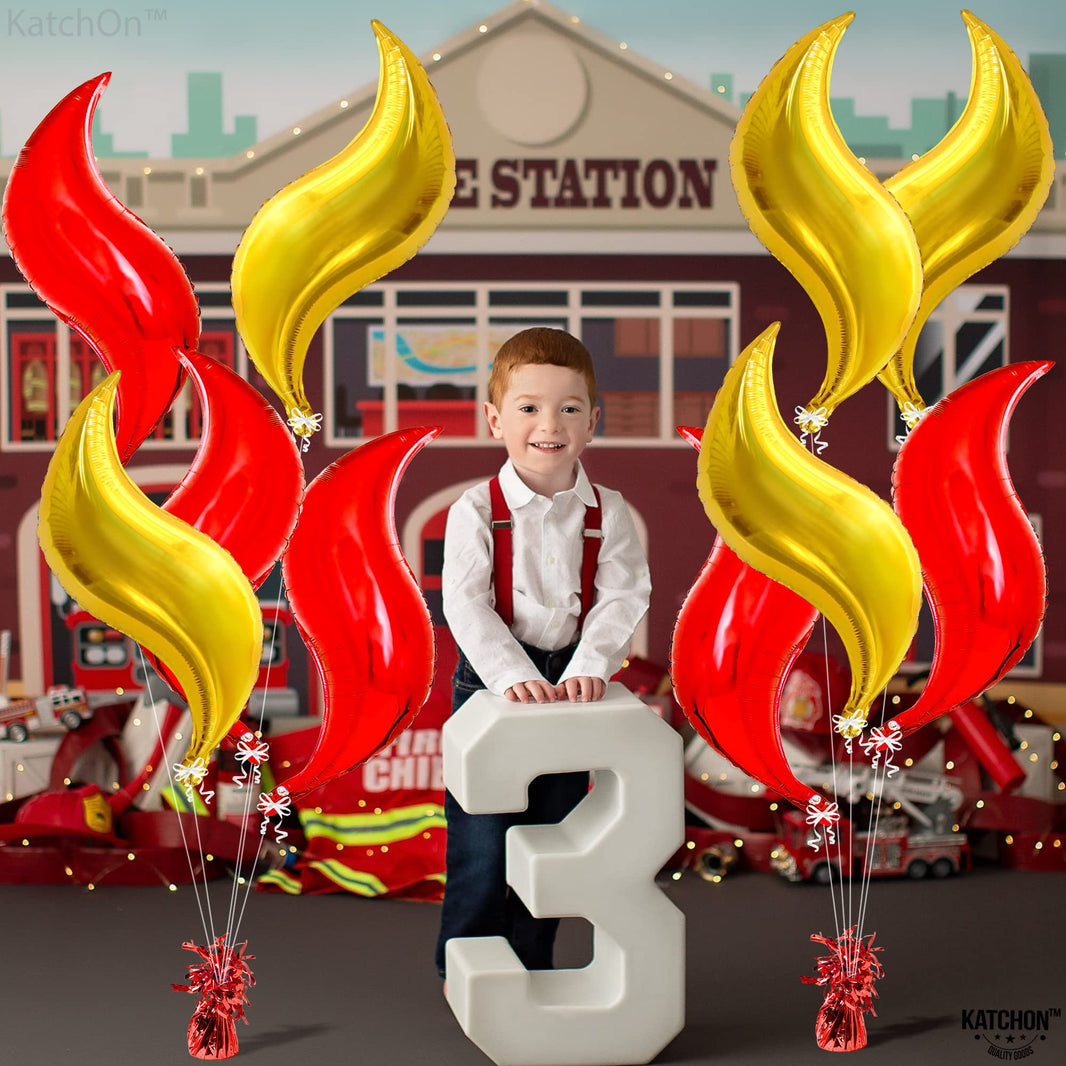 KatchOn, Big Fire Balloons Flames Set - 25 Inch, Pack of 10 | Flame Balloons for Fire Decorations For Party For Adults | Wings Of Fire Balloons, Fire Decorations | Wings Of Fire Decorations Birthday