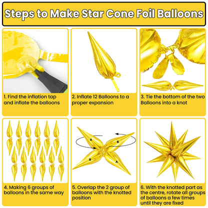 KatchOn, Gold Spike Balloon Foil - Big 26 Inch, Pack of 50 | Gold Star Balloons for Birthday, Anniversary, Bachelorette Decorations | Balloons for Thanksgiving, Fall, Halloween Decorations,