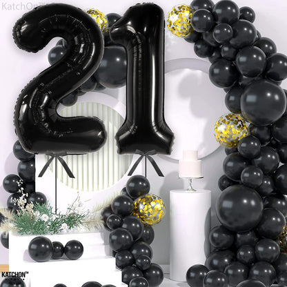KatchOn, Black 21 Balloon Number - 40 Inch | Black 21st Birthday Decorations for Him, Her | 21st Anniversary Decorations | Black Birthday Party Decorations