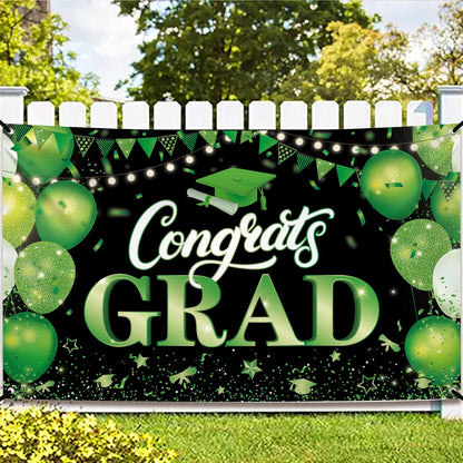 KatchOn, XtraLarge Congrats Grad Banner - 72x44 Inch | Green and Black Congratulations Backdrop | Graduation Banner Class of 2026, Graduation Decorations Class of 2026 | Graduation Decorations 2026