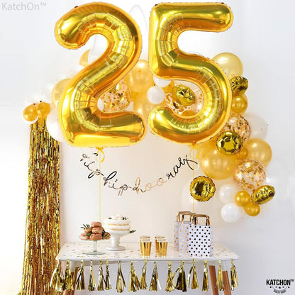 KatchOn, Giant Gold 25 Balloon Numbers - 40 Inch | 25th Birthday Balloons, Gold 25th Birthday Decorations for Women | 25 Year Anniversary Balloons | 25 Years Balloons, 25th Anniversary Decorations