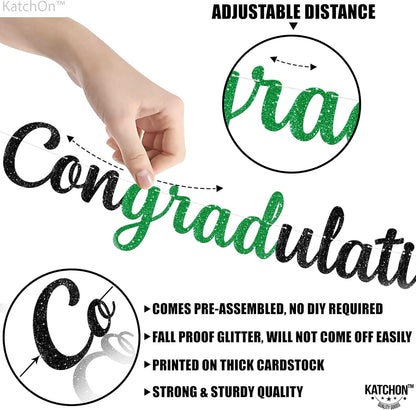 KatchOn, Glitter Congratulations Banner - 10 Feet, No DIY, Pre- Strung | Congrats Grad Banner for Green Graduation Decorations 2025 | 2025 Graduation Party Decorations | Congratulations Decorations