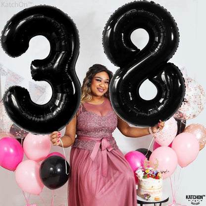 Black Number 38 Foil Balloon - US