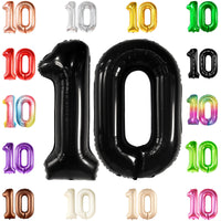 KatchOn, Giant Black 10 Balloon Number - 40 Inch | 10th Birthday Decorations | Black 10th Birthday Balloons for 10 Birthday Decorations Black | Black Number 10 Balloons