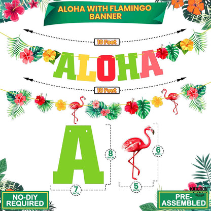 KatchOn, Aloha Banner for Hawaiian Party Decoration - 10 Feet, No DIY | Banner For Luau Party Decoration | Aloha Party Decorations | Aloha Party Banners For Beach Party, Pool Party