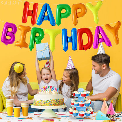 KatchOn, Rainbow Happy Birthday Foil Balloons Letters - 16 Inch | Happy birthday Sign, Rainbow Birthday Party Decorations | Happy Birthday Banner for Kids, Adults and more for Party Supplies