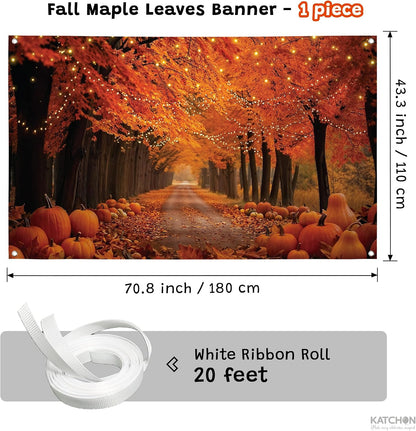 Katchon, 5.91 X 3.61 ft, Fall Maple Leaves Banner, Fall Decorations