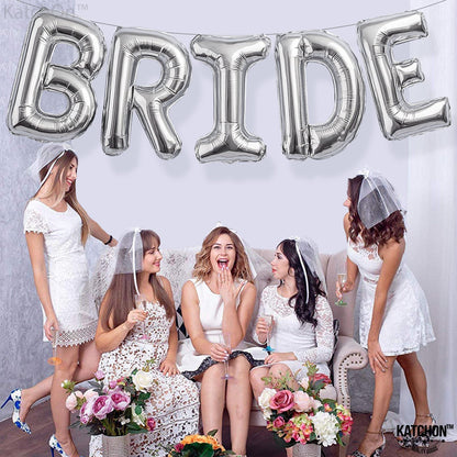 KatchOn, Giant Bride Balloons Silver - 40 Inch | Bachelorette Party Decorations | Silver Bride Balloons Bachelorette for Bridal Shower Decorations | Bridal Shower Balloon