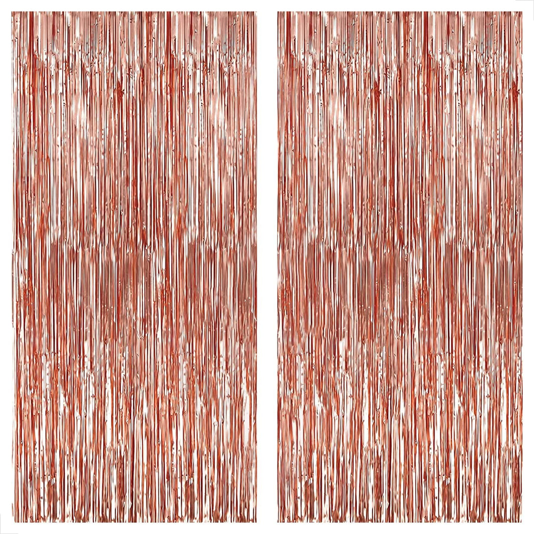 KatchOn, Rose Gold Foil Fringe Curtain, 8 Feet - Pack of 2