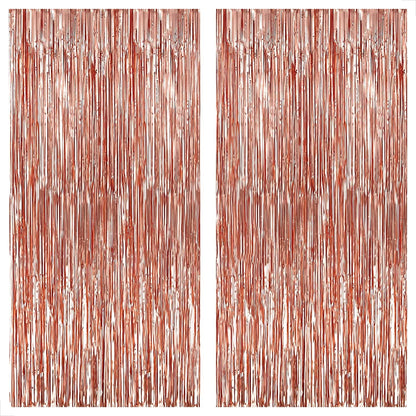 KatchOn, Rose Gold Foil Fringe Curtain, 8 Feet - Pack of 2