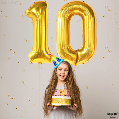 KatchOn, Giant Black 10 Balloon Number - 40 Inch | 10th Birthday Decorations | Black 10th Birthday Balloons for 10 Birthday Decorations Black | Black Number 10 Balloons