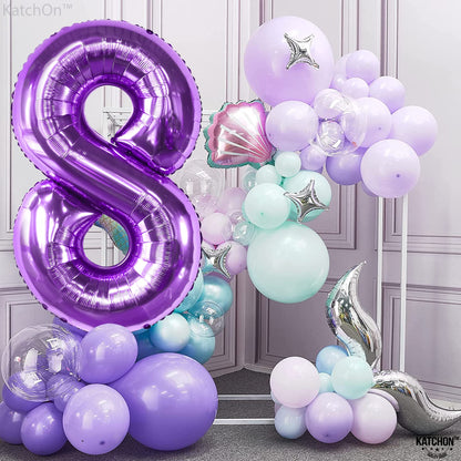 KatchOn, Giant Purple 8 Balloon Number - 40 Inch | Number 8 Balloon For Girls | Mermaid Party Decorations | 8th Birthday Decorations for Girls | 8 Birthday Balloon For Anniversary Decorations