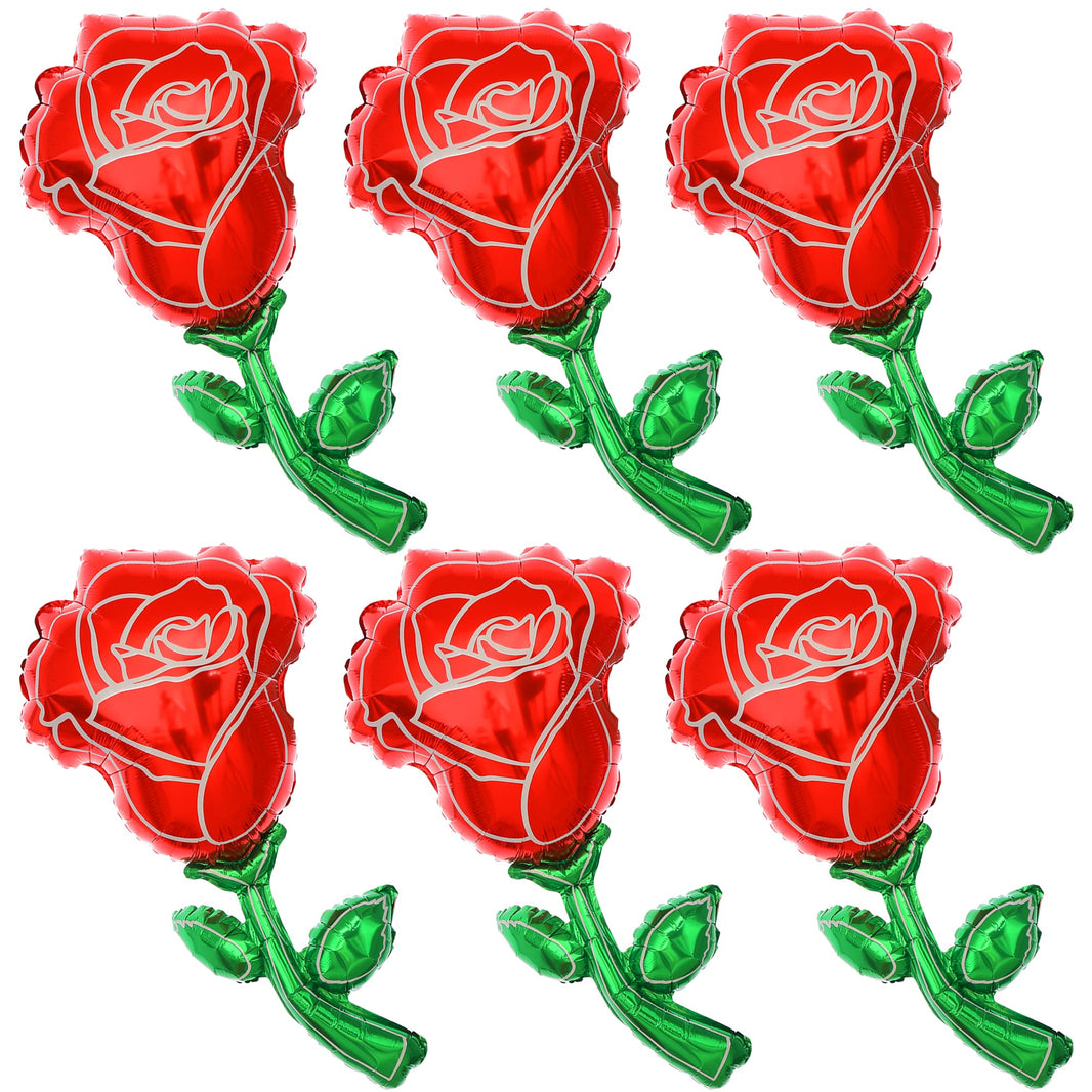 KatchOn, Giant Red Rose Balloons - 37 Inch, Pack Of 6 | Rose Foil Balloons, Mothers Day Decorations | Flower Balloon | Proposal Decorations | Happy Anniversary Decoration | Wedding Decoration