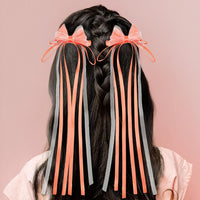 KatchOn, Long Tail Hair Bows for Girls & Women Pack of 2 | Valentines Day Gifts for Her | Stylish Hair Accesories For Women, Teens| Party Favors for Girls| Barrette Hair Clips For Styling With Ribbons