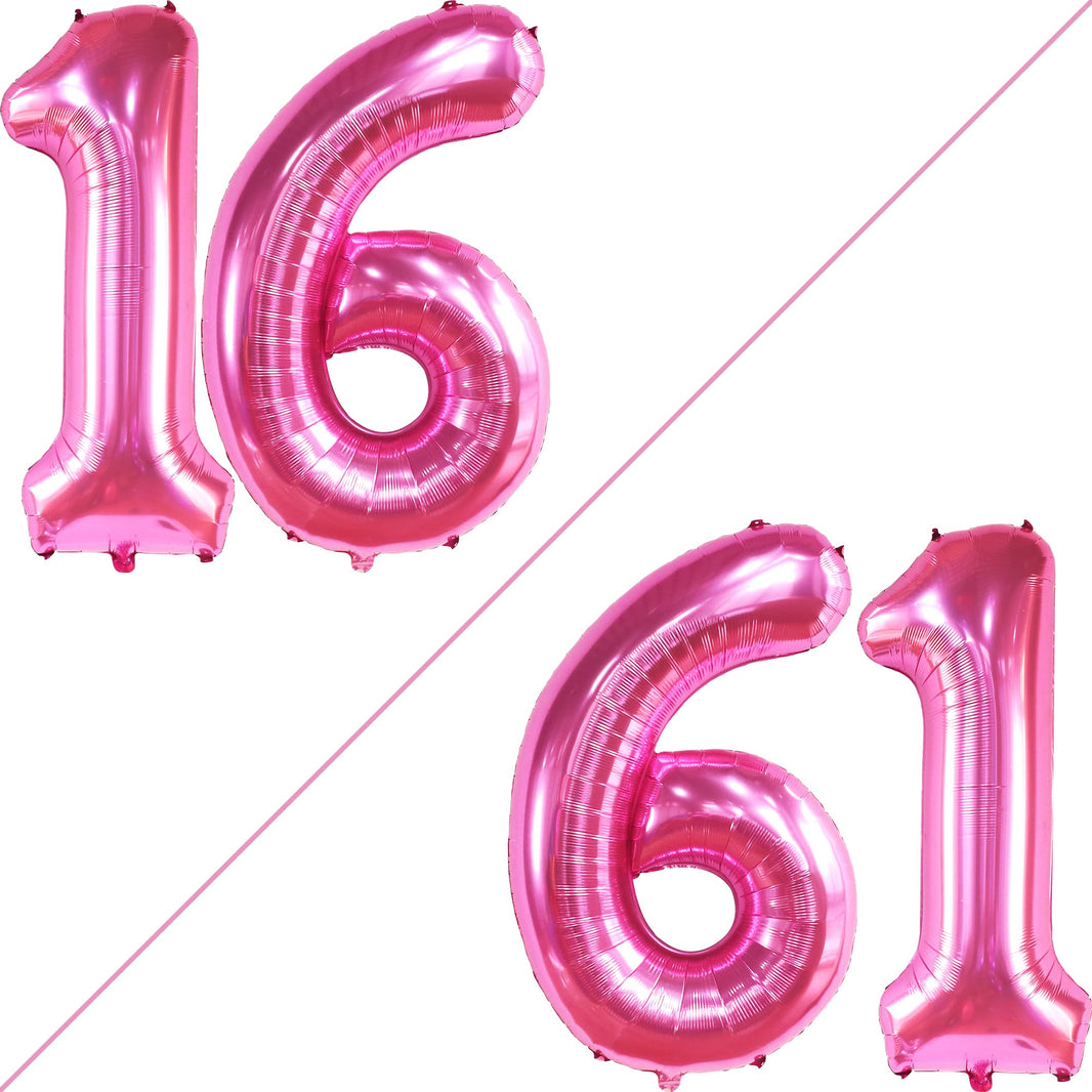 KatchOn, Hot Pink 16 Balloon Numbers - Huge, 40 Inch | Sweet 16 Decorations Hot Pink | Number 16 Balloons, Sweet 16 Party Decorations Pink | 16th Pink Party Decor, 16th Birthday Decorations