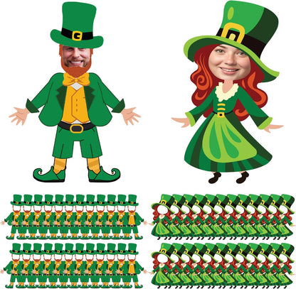 KatchOn, St. Patrick's Day Cutouts for Bulletin Board Decoration - Pack of 50 | DIY Photo Craft Cutout Leprechaun Hat and Dress Suit for St Patricks Day Decorations | Irish March Shamrock Party Decor