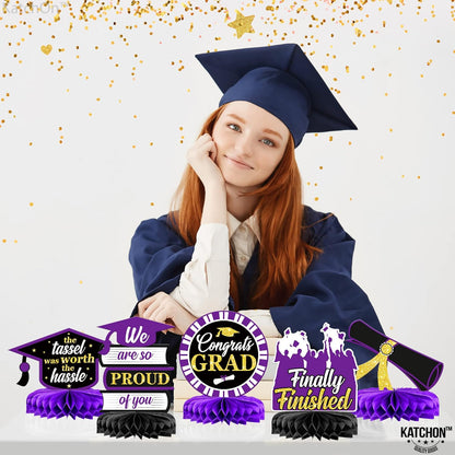 Katchon, Graduation Decorations 2026 | Purple and Gold Graduation Centerpieces for Tables 2026 - Pack of 9 | Graduation Table centerpieces