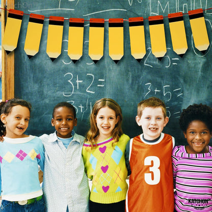 KatchOn Yellow Pencil Garland for Welcome Back to School Decorations