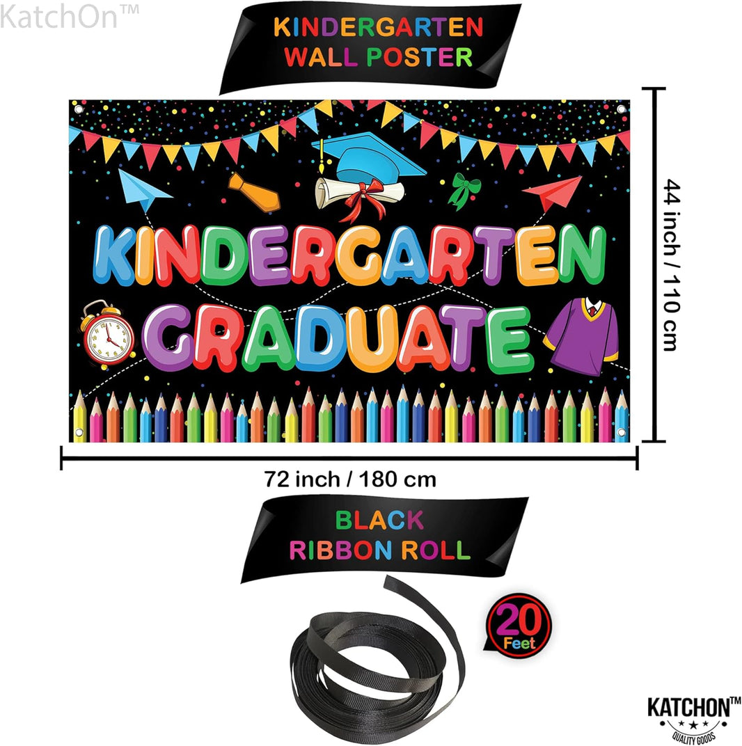 KatchOn, Kindergarten Graduation Backdrop - Large 72x44 Inch | Preschool Graduations Banner | Kindergarten Backdrop for Kindergarten Graduation Decorations 2026 | Kinder Graduation Banner