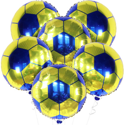 KatchOn, Yellow and Blue Soccer Balloons - 18 Inch, Pack of 6 | Soccer Birthday Party Decorations, Sports Themed Party Decorations | soccer decorations For Party With Blue and Yellow Balloons