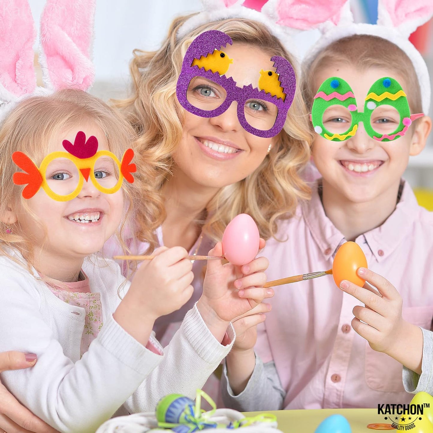 KatchOn, Felt Easter Glasses for Kids - Pack of 6 | Easter Party Decorations, Easter Bunny Sunglasses Kids | Easter Photo Props, Easter Decorations | Easter Sunglasses Kids, Bunny Birthday Decorations