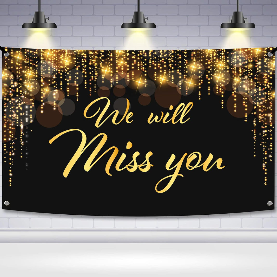 KatchOn, We Will Miss You Banner Black and Gold - XtraLarge 72x44 Inch | Black and Gold We Will Miss You Decorations, Farewell Decorations Party | Farewell Banner, Graduation Decorations 2026