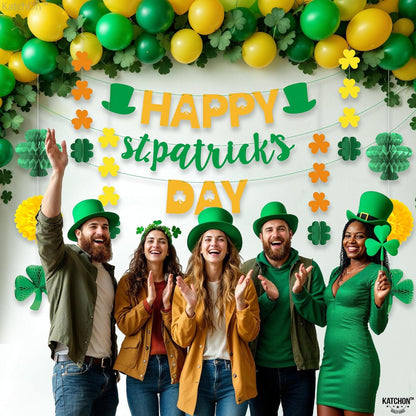 KatchOn, Happy St Patricks Day Decorations - Pack of 13 | No DIY, 10 Feet, St Patricks Day Banners, St Patricks Day Garland | Shamrock Garland, St Patricks Day Centerpiece | Shamrock Decorations