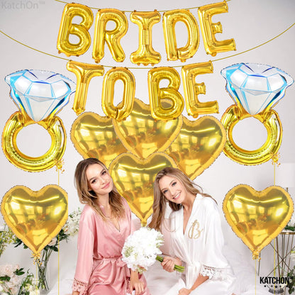 KatchOn, Gold Bride To Be Balloons Set - Pack of 17 | Gold Bride Balloons | Bridal Shower Balloon for Bridal Shower Decorations | Bachelorette Party Decorations