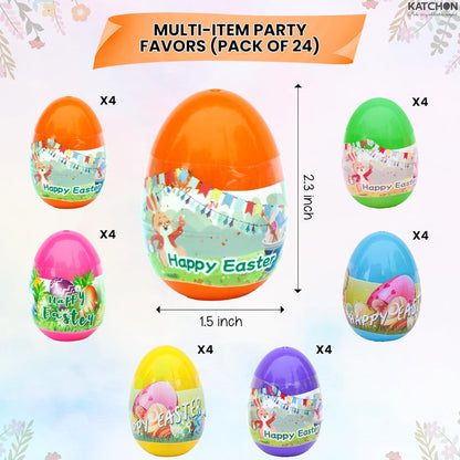 KatchOn, 24 Pcs Prefilled Easter Eggs Bulk | Surprise Gifts Inside Easter Eggs for Easter Basket Stuffers | Easter Party Favors for Classroom Easter Party Supplies for Easter Decor