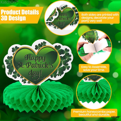 KatchOn, St Patricks Day Centerpiece Table Decorations - Huge, 9 Pieces Leprechaun St Patricks Day Table Decorations | St Patricks Day Decorations for Table | Honeycomb Saint Patricks Day Decorations