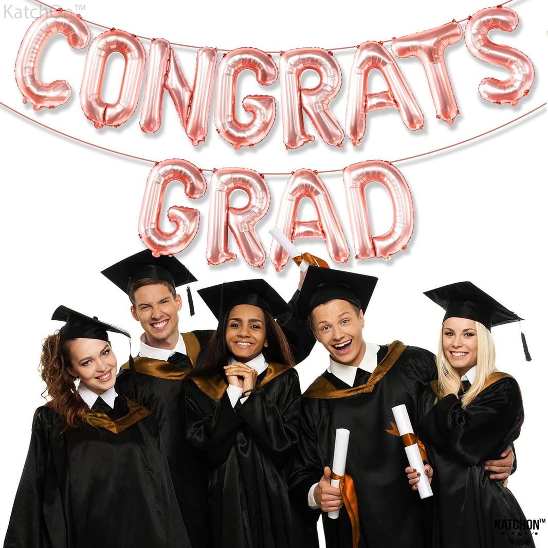 Graduation Decorations 2026 | Rose Gold Congrats Grad Balloons - 16 Inch | Congrats Grad Banner | Graduation Balloon Banner For Congrats Grad Decorations, Congratulations Decorations, KatchOn