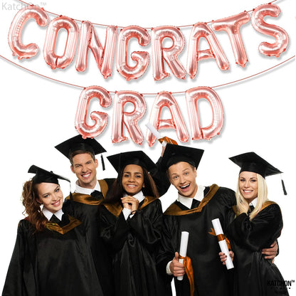 Graduation Decorations 2026 | Rose Gold Congrats Grad Balloons - 16 Inch | Congrats Grad Banner | Graduation Balloon Banner For Congrats Grad Decorations, Congratulations Decorations, KatchOn