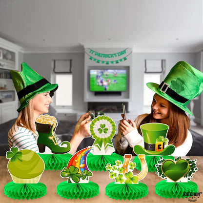 KatchOn, 9 Pieces St Patricks Day Honeycomb Centerpieces - St Patricks Day Decorations | Pot of Gold Centerpiece for St Patricks Day Centerpiece Table Decorations | St Patricks Day Table Decorations