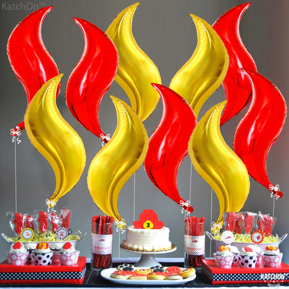KatchOn, Big Fire Balloons Flames Set - 25 Inch, Pack of 10 | Flame Balloons for Fire Decorations For Party For Adults | Wings Of Fire Balloons, Fire Decorations | Wings Of Fire Decorations Birthday