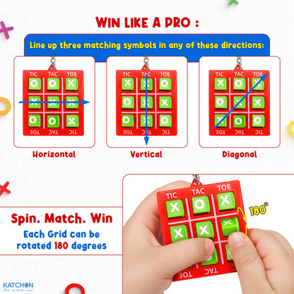 KatchOn Tic Tac Toe Game Keychains - Pack of 24 | Christmas Party Favors for Kids 4-8, 8-12, Thanksgiving Goodie Bag Stuffers, Travel Games for Kids, Classroom Prizes | Christmas Gifts for Kids