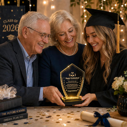 Graduation Gifts - Pack of 1, LED Graduation Keepsake, Grad Gifts for Him, Her | Graduation Crystal Gifts, Graduation Decorations 2026, Crystal Plaque Decor Class of 2026, Signature Keepsake, KatchOn