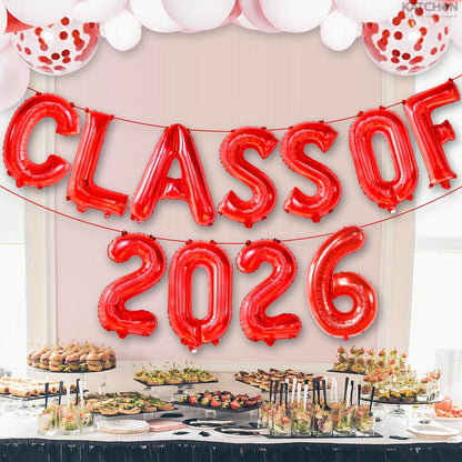 Graduation Decorations 2026 | Red Class of 2026 Balloons - 16 Inch | Graduation Balloons Class of 2026 Decorations, Grad 2026 | 2026 Graduation Party Decorations, Grad Party Decoration, KatchOn