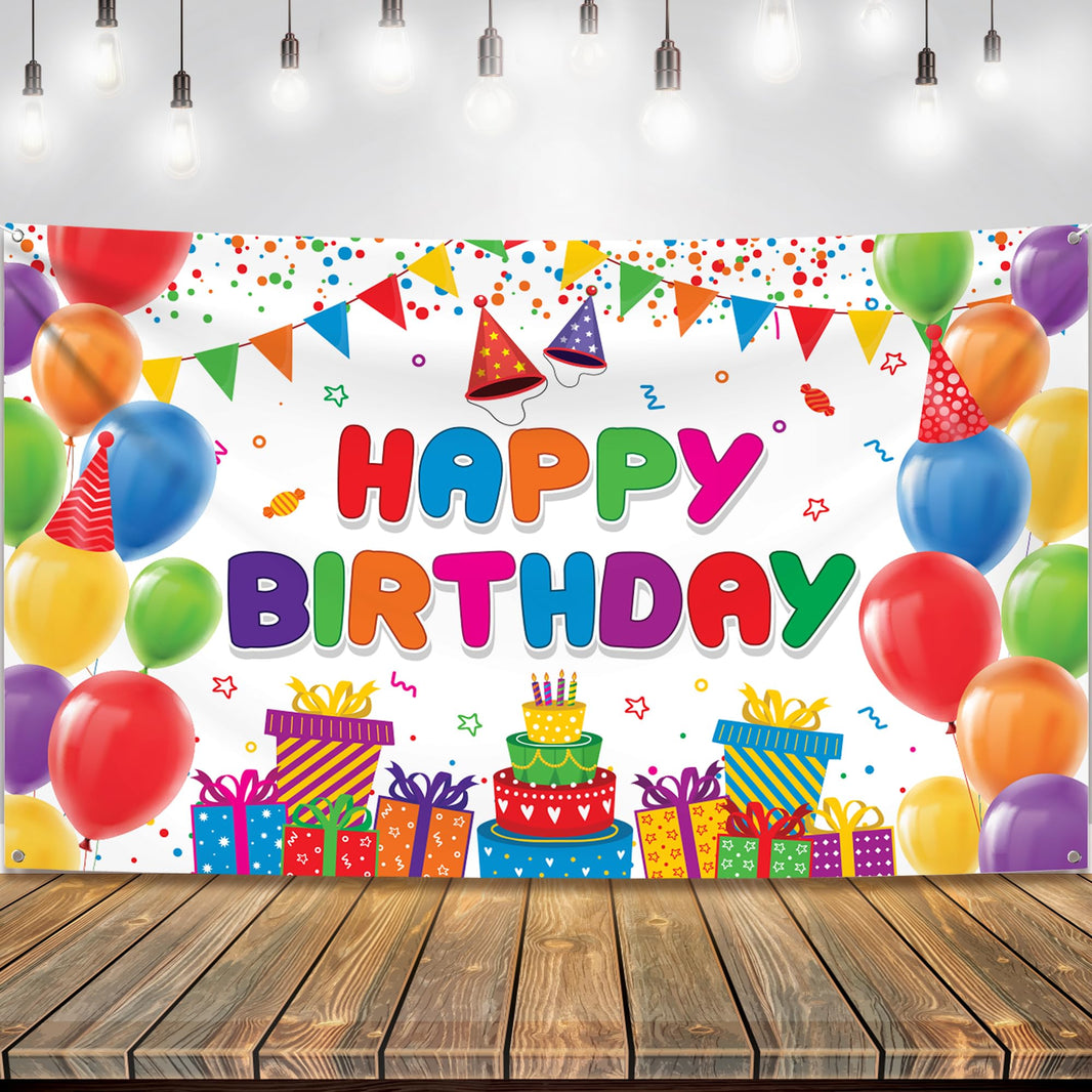 KatchOn, Rainbow Happy Birthday Banner- Xtralarge 72x44 Inch | Colorful Happy Birthday Sign for Rainbow Birthday Party Supplies | rainbow birthday Decorations