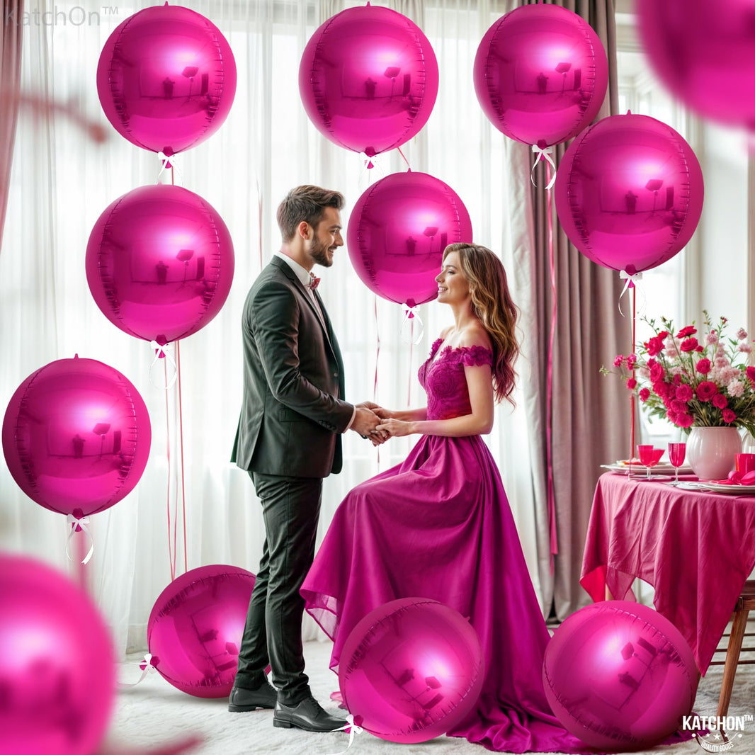 KatchOn, Large Hot Pink Balloons - 22 Inch, Pack 12 | Hot Pink Mylar Balloons for Hot Pink Party Decorations | Hot Pink Foil Balloons | Hot Pink Galentines Balloons for Galentines Day Decorations