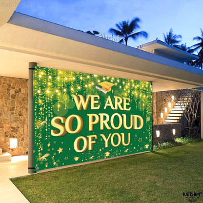 KatchOn, We are So Proud of You Banner - XtraLarge 72x44 Inch | Graduation Backdrop Green and Gold for 2026 Grad Party Decorations | Congratulations Banner Graduation Decorations 2026 grad decorations