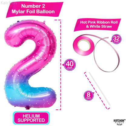 KatchOn, Giant Rainbow 2 Balloon Number - 40 Inch | Number 2 Balloons for Birthdays | 2 Year Old Balloon for 2th Birthday Decorations Girl | Number Balloons for Anniversary Decorations