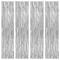 KatchOn,  XtraLarge Silver Backdrop Curtain - Pack of 4 | Silver Streamers Backdrop for Prom Decorations, Graduation Decorations 2025 | Fringe Backdrop for Birthday and Bachelorette Decorations