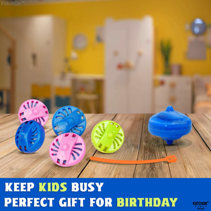 KatchOn, Colorful Spinning Tops For Kids - Pack of 24 Spinners | Party Toys Gifts and Party Favors for Kids | Pull Strip Spinning Top Toy Birthday Goodie Bag Fillers, Christmas Gifts, Classroom Prizes