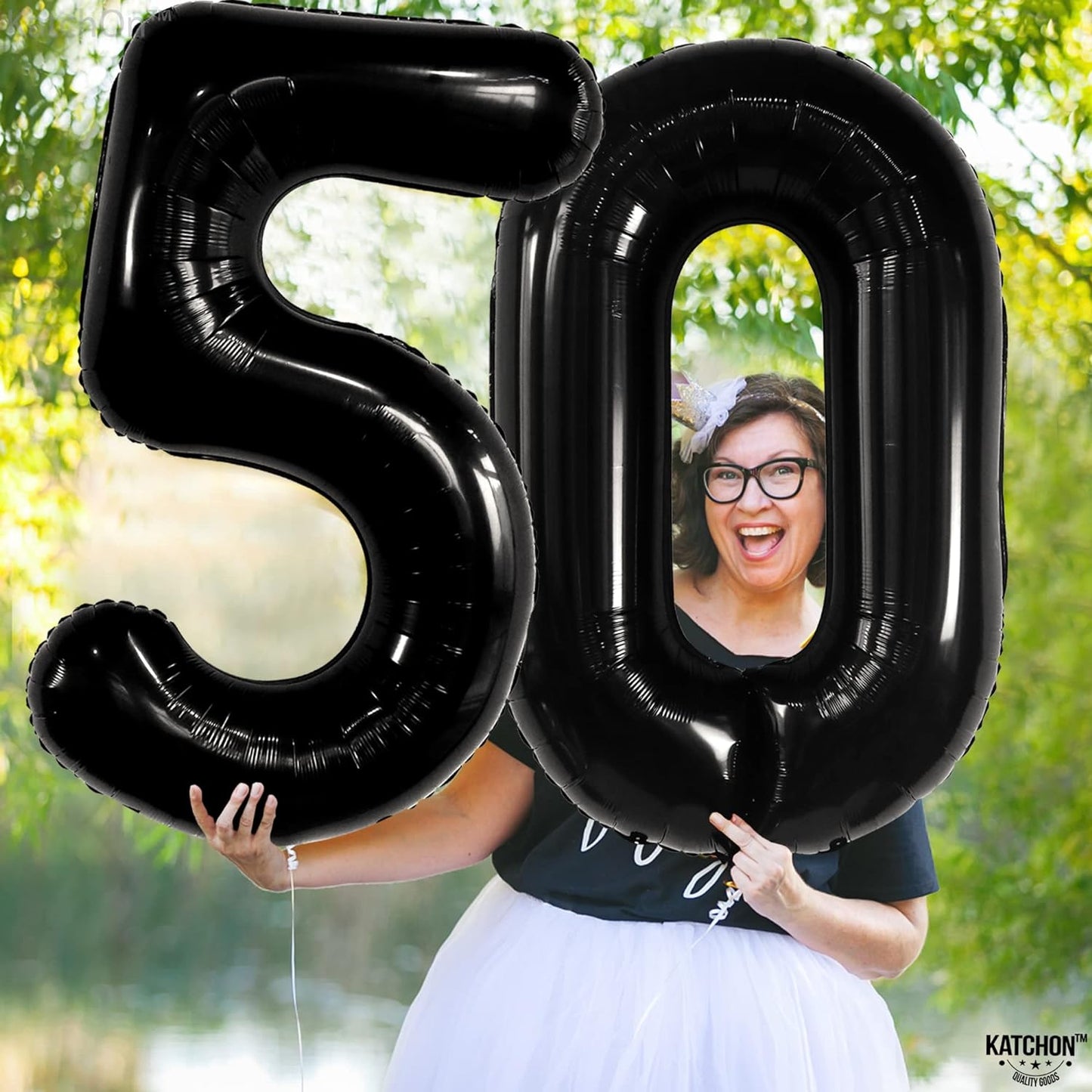 KatchOn, Big Black 50 Balloon Number - 40 Inch | 50th Birthday Decorations Men | Black 50th Birthday Balloons, 50 Birthday Decorations for Men | 50 Birthday Balloons for 50th Anniversary Decorations