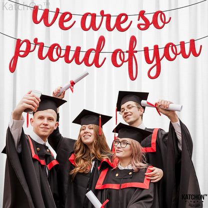KatchOn, Felt We are So Proud of You Banner - 8 Feet, No DIY | Congratulations Banner 2026, Red Graduation Decorations Class of 2026 | Red We are So Proud of You Sign for Graduation Decorations 2026