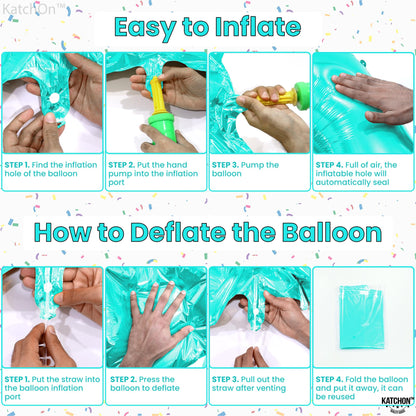 KatchOn, Giant Blue Teal Number 8 Balloons - 40 Inch || Aqua Teal Number Balloons for Happy 8th Birthday Decorations for Girls & Boys | Balloon For 8 Happy  Anniversary Decorations